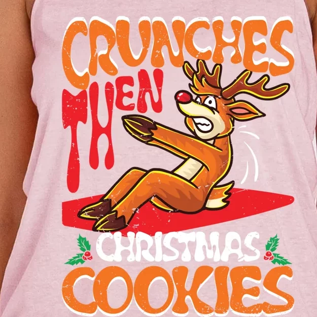 Crunches Then Christmas Cookies Reindeer Gym Merry Liftmas Gift Women's Knotted Racerback Tank