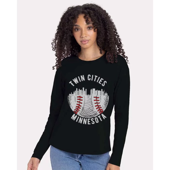 Cool Twin Cities Minnesota MN Baseball Skyline St. Paul-MPLS Womens Cotton Relaxed Long Sleeve T-Shirt