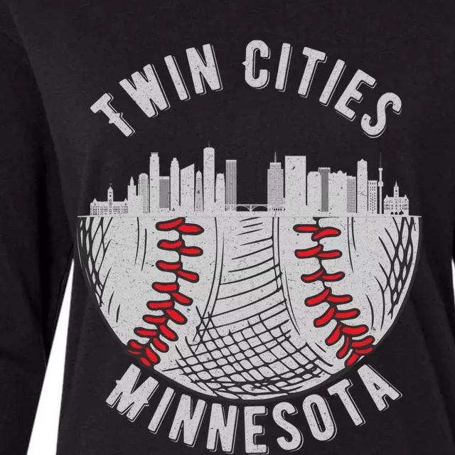 Cool Twin Cities Minnesota MN Baseball Skyline St. Paul-MPLS Womens Cotton Relaxed Long Sleeve T-Shirt