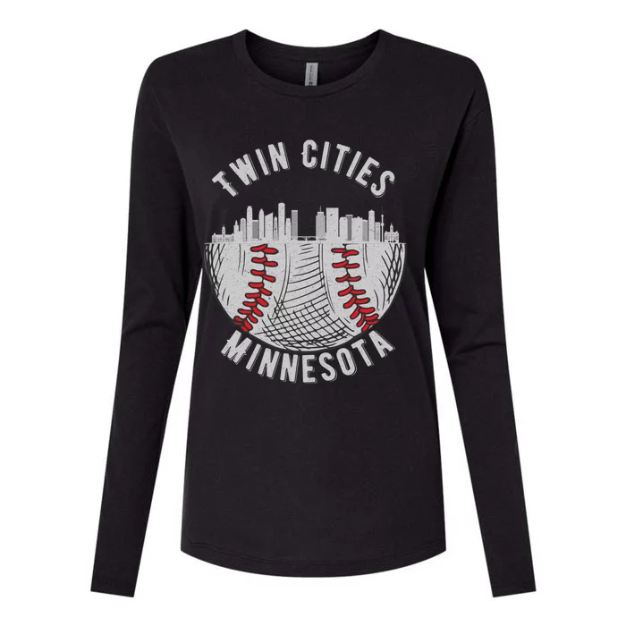 Cool Twin Cities Minnesota MN Baseball Skyline St. Paul-MPLS Womens Cotton Relaxed Long Sleeve T-Shirt