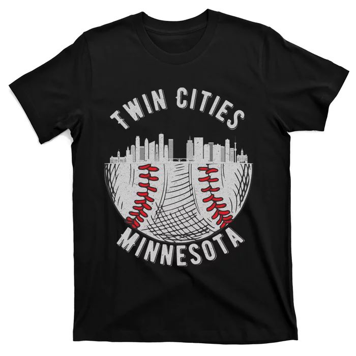 Cool Twin Cities Minnesota MN Baseball Skyline St. Paul-MPLS T-Shirt