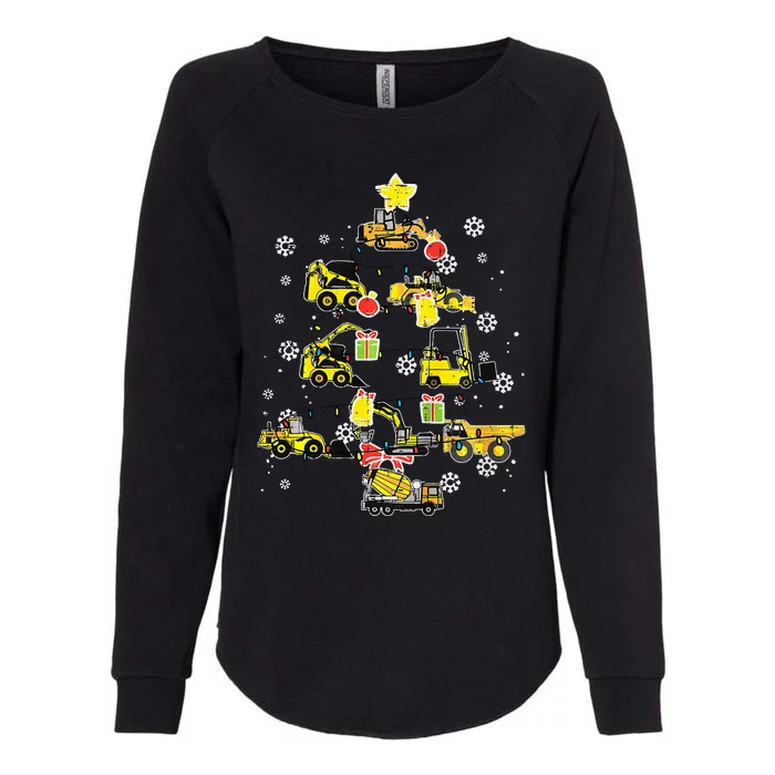 Construction Trucks Christmas Tree Xmas Womens California Wash Sweatshirt