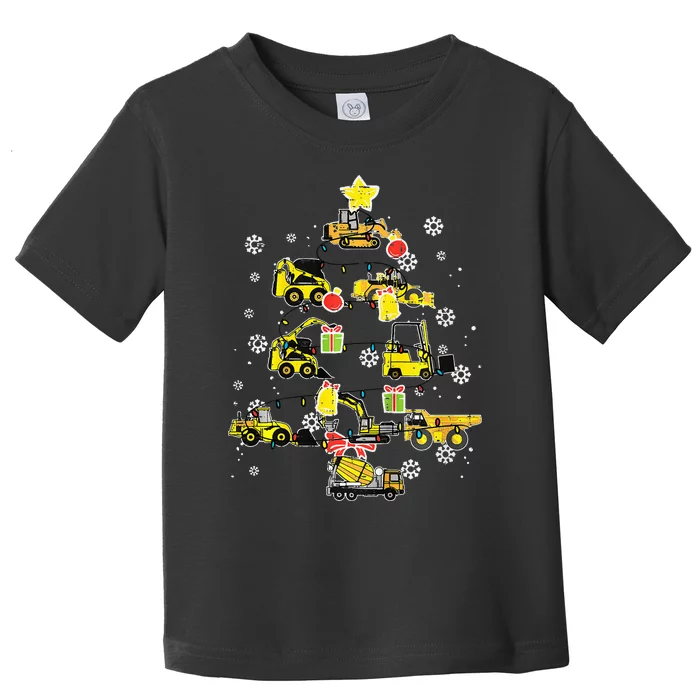 Construction Trucks Christmas Tree Xmas Toddler T-Shirt