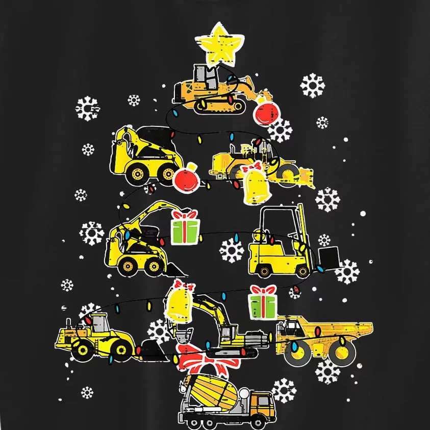 Construction Trucks Christmas Tree Xmas Kids Sweatshirt