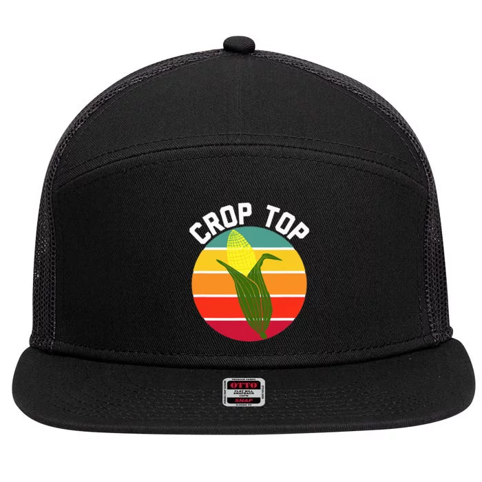 Crop Top Country Fair Joke Pun Corn On The Cob Corny 7 Panel Mesh Trucker Snapback Hat