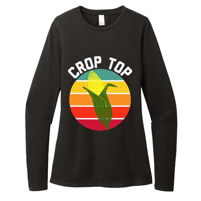 Crop Top Country Fair Joke Pun Corn On The Cob Corny Womens CVC Long Sleeve Shirt