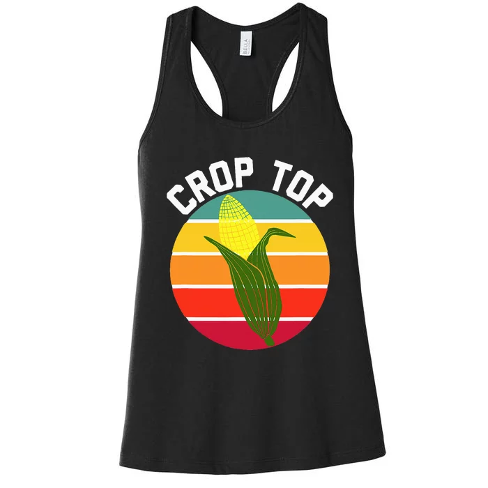 Crop Top Country Fair Joke Pun Corn On The Cob Corny Women's Racerback Tank