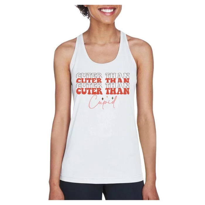 Cuter Than Cupid Groovy Retro Valentine's Day Gift Women's Racerback Tank