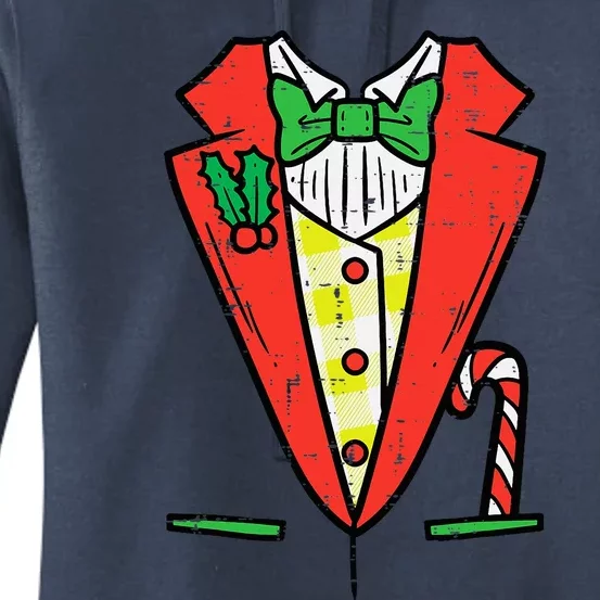 Christmas Tuxedo Costume Funny Xmas Tux Bowtie Women's Pullover Hoodie