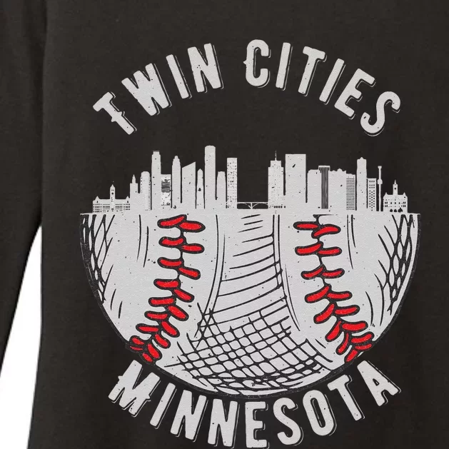 Cool Twin Cities Minnesota MN Baseball Skyline St. Paul MPLS Womens CVC Long Sleeve Shirt