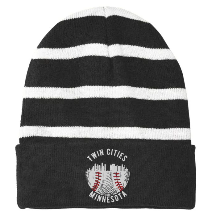 Cool Twin Cities Minnesota MN Baseball Skyline St. Paul MPLS Striped Beanie with Solid Band