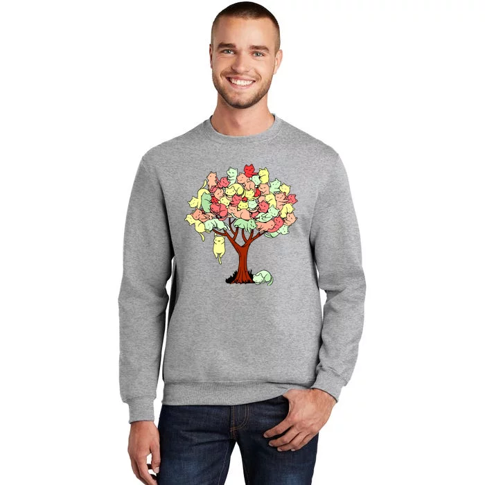 Cat Tree Cat Cool Summer Tree Cat Lover Tall Sweatshirt