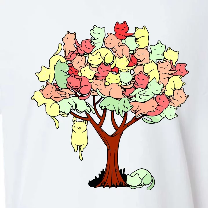 Cat Tree Cat Cool Summer Tree Cat Lover Sueded Cloud Jersey T-Shirt