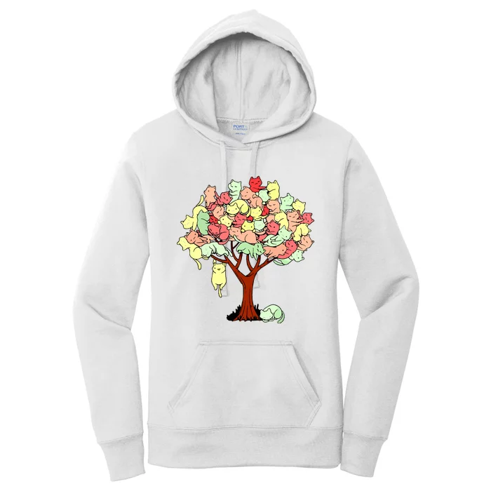 Cat Tree Cat Cool Summer Tree Cat Lover Women's Pullover Hoodie