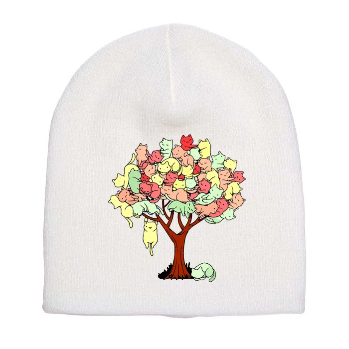 Cat Tree Cat Cool Summer Tree Cat Lover Short Acrylic Beanie