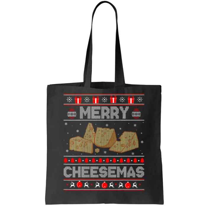 Cheese Tasting Christmas Merry Cheesemas Ugly Sweater Tote Bag