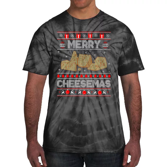 Cheese Tasting Christmas Merry Cheesemas Ugly Sweater Tie-Dye T-Shirt