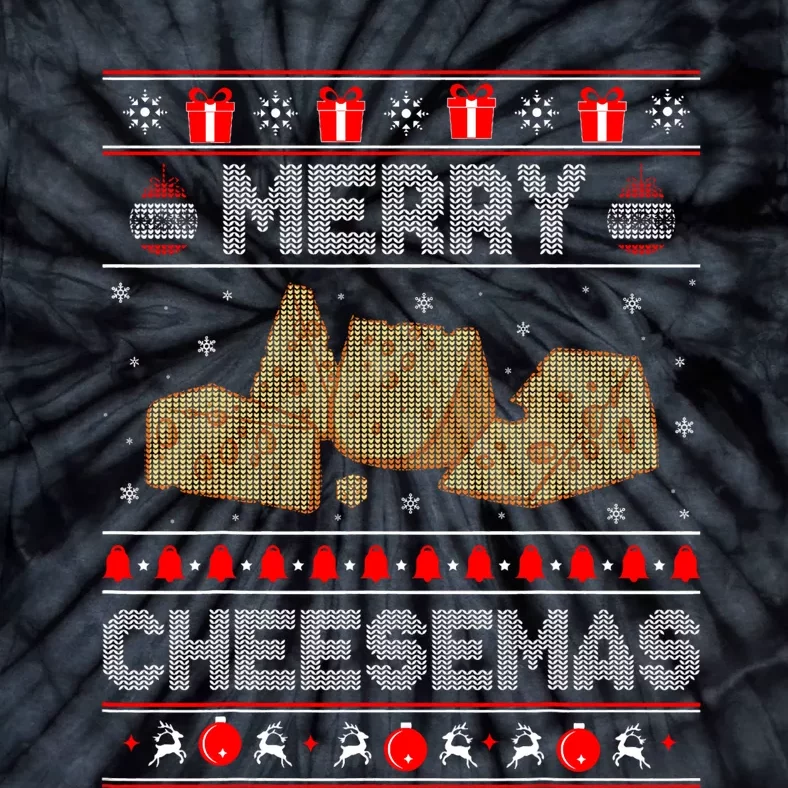 Cheese Tasting Christmas Merry Cheesemas Ugly Sweater Tie-Dye T-Shirt