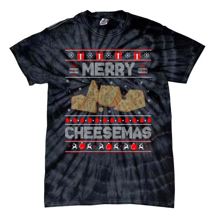 Cheese Tasting Christmas Merry Cheesemas Ugly Sweater Tie-Dye T-Shirt