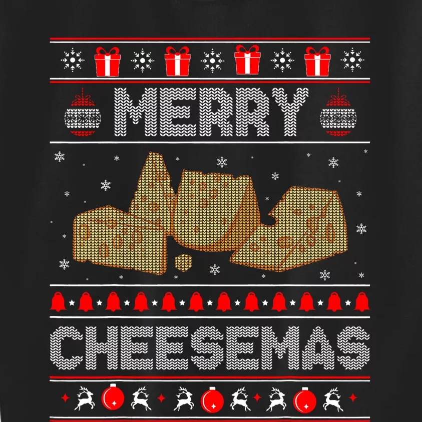 Cheese Tasting Christmas Merry Cheesemas Ugly Sweater Kids Sweatshirt