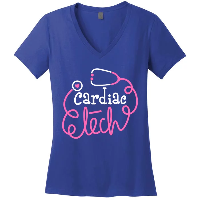 Cardiac Tech Cardiovascular Technologists Cardiac Technician Gift Women's V-Neck T-Shirt