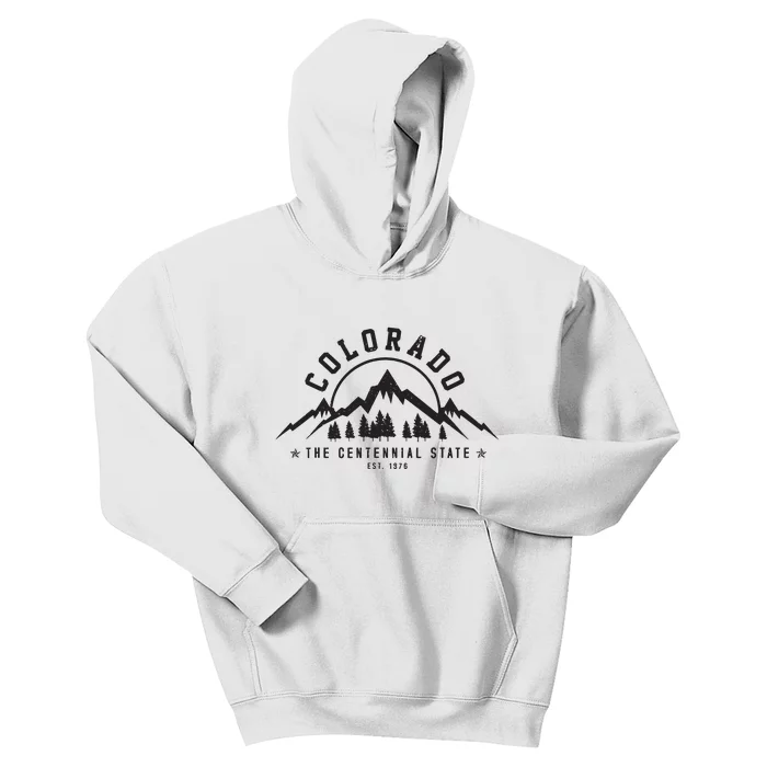 Colorado The Centennial State Est 1867 Mountains Gift Kids Hoodie