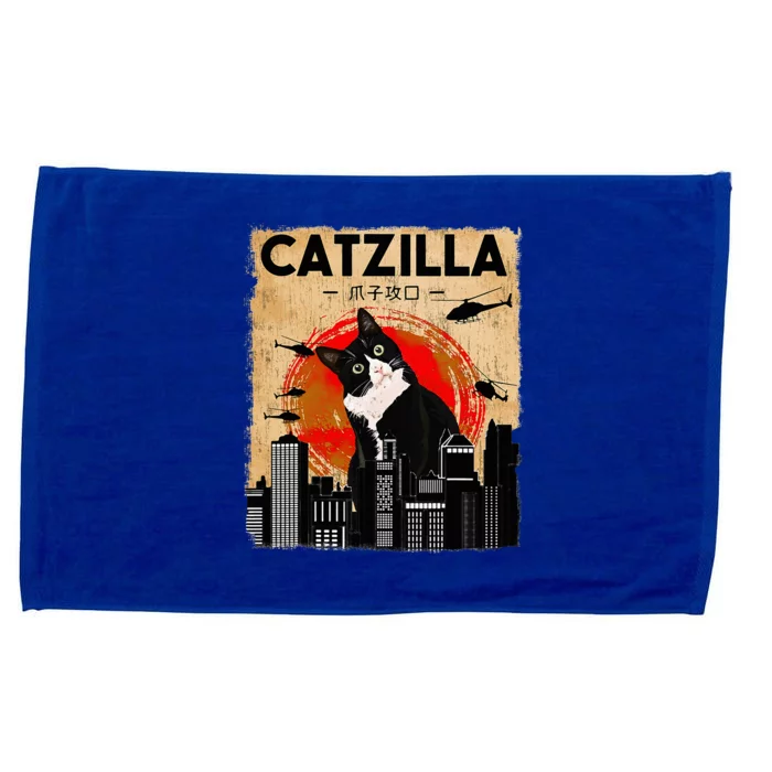 Catzilla Tuxedo Cat And Kitten Microfiber Hand Towel