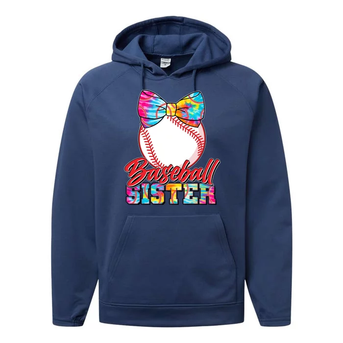 Cute Tie Dye Baseball Sister Performance Fleece Hoodie