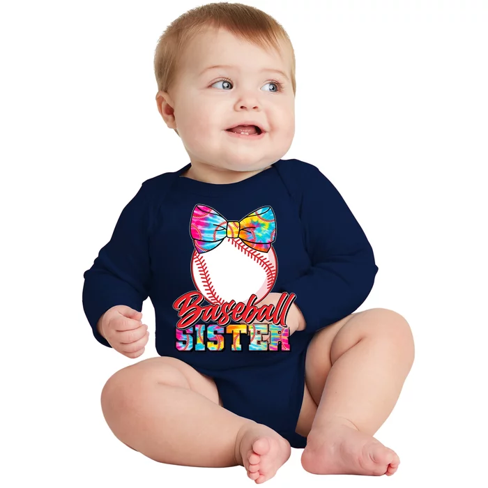 Cute Tie Dye Baseball Sister Baby Long Sleeve Bodysuit