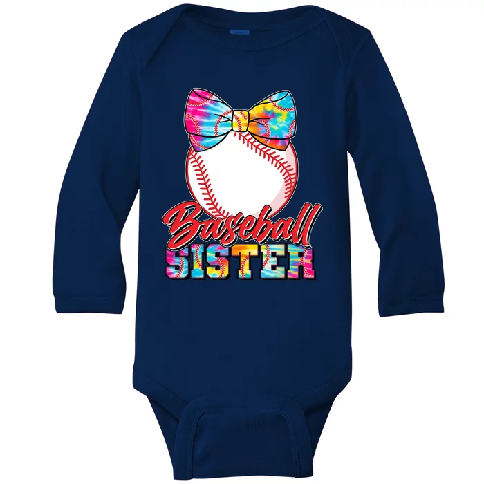 Cute Tie Dye Baseball Sister Baby Long Sleeve Bodysuit