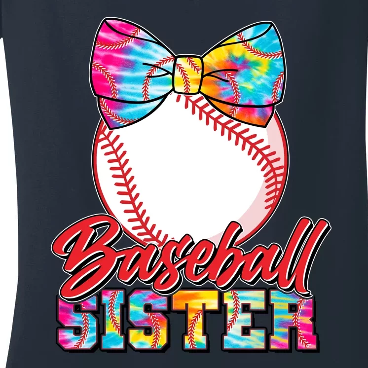 Cute Tie Dye Baseball Sister Women's V-Neck T-Shirt