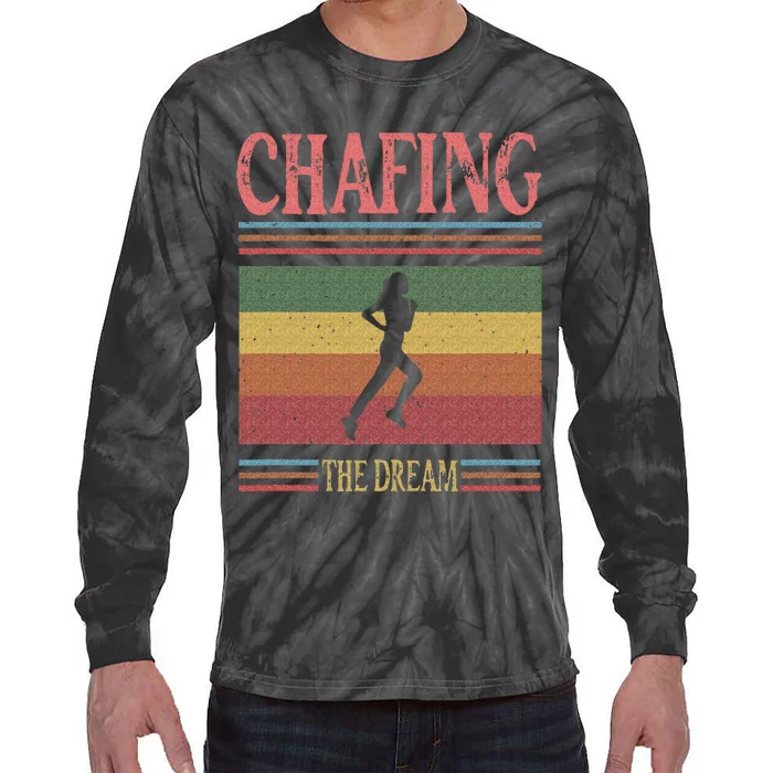 Chafing The Dream Funny Running Marathon Vintage Chasing Tie-Dye Long Sleeve Shirt