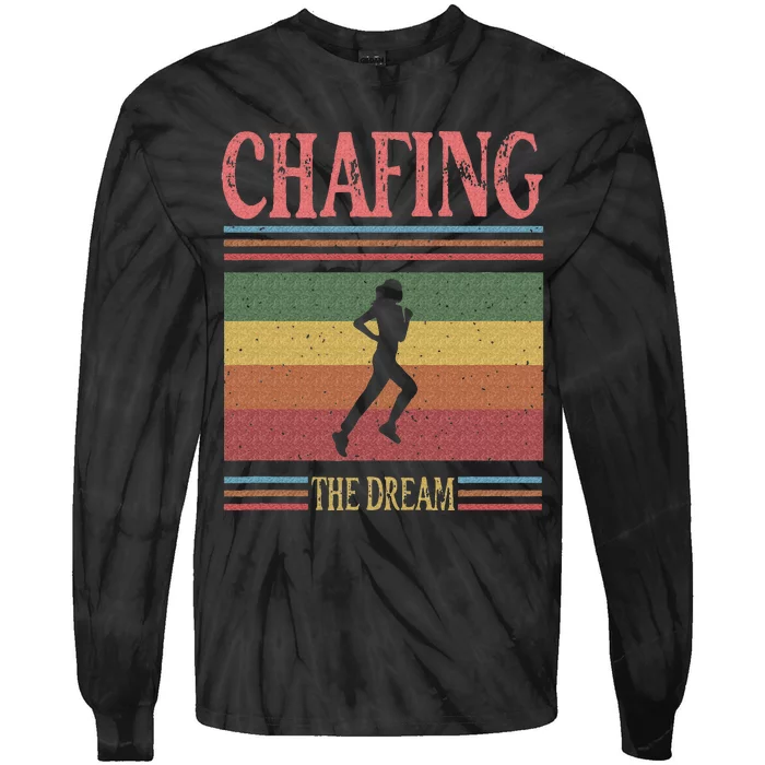 Chafing The Dream Funny Running Marathon Vintage Chasing Tie-Dye Long Sleeve Shirt