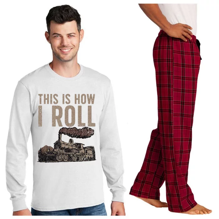 Cool Train Design Steam Locomotive Train Lover Long Sleeve Pajama Set