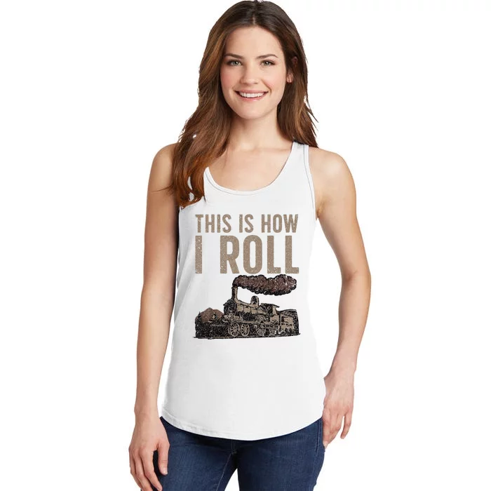 Cool Train Design Steam Locomotive Train Lover Ladies Essential Tank