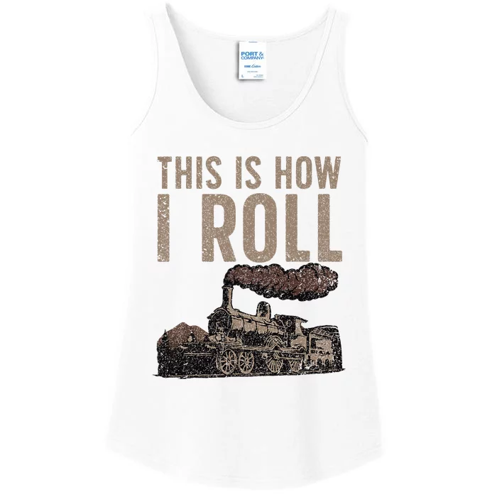 Cool Train Design Steam Locomotive Train Lover Ladies Essential Tank