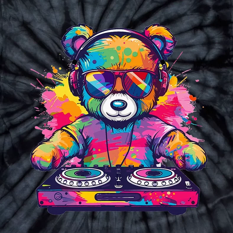 Cartoon Teddy Dj Tie-Dye T-Shirt