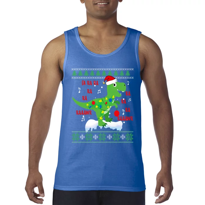 Christmas Tree Dinosaur Fa Ra Ra Rawr Rawr Trex Xmas Pajama Gift Tank Top