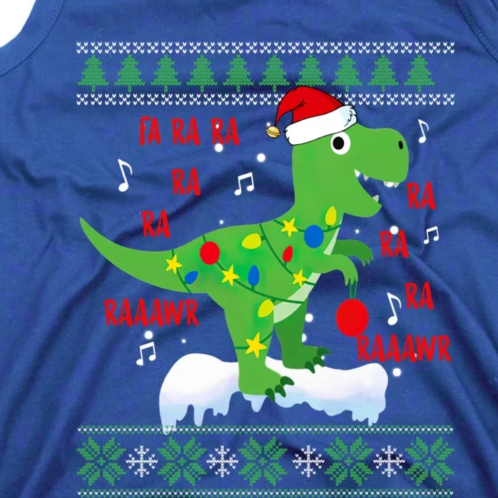 Christmas Tree Dinosaur Fa Ra Ra Rawr Rawr Trex Xmas Pajama Gift Tank Top