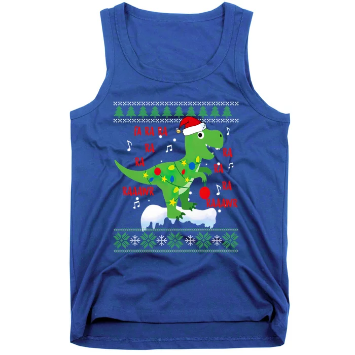 Christmas Tree Dinosaur Fa Ra Ra Rawr Rawr Trex Xmas Pajama Gift Tank Top