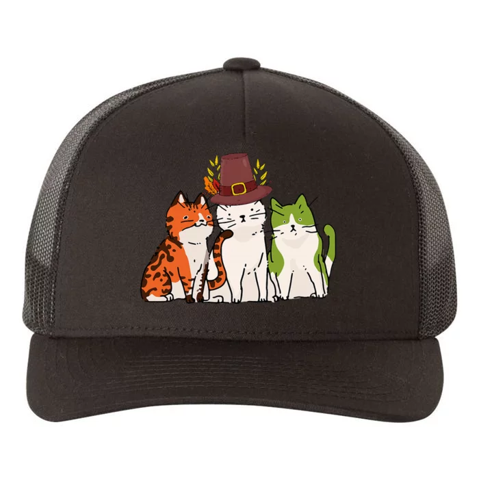 Cat Thanksgiving Day Cute Kitten Kitty Fall Autumn Yupoong Adult 5-Panel Trucker Hat