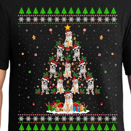 Christmas Tree Dog Ugly Santa Australian Shepherd Dog Xmas Gift Pajama Set