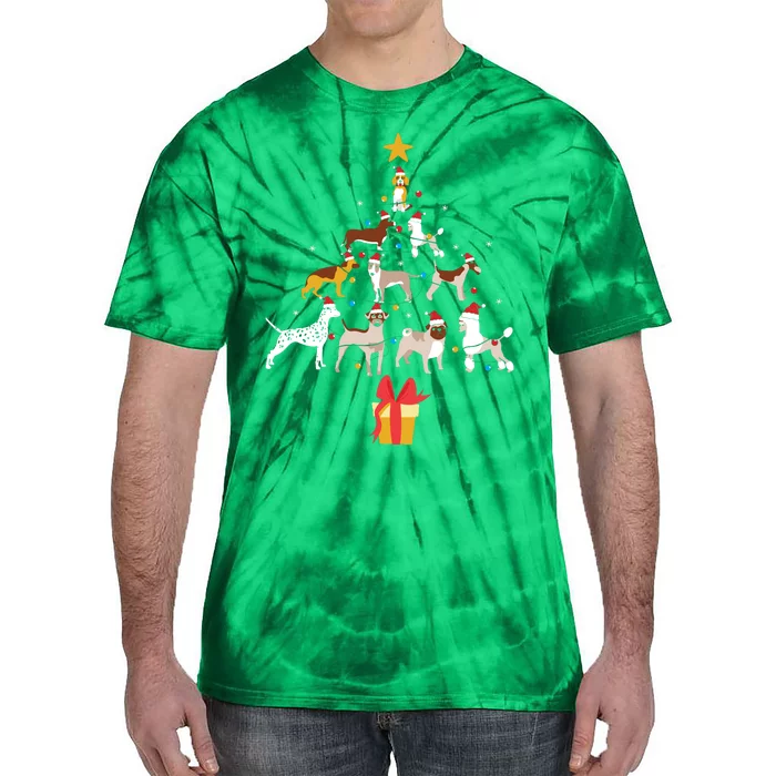 Christmas Tree Dogs Xmas Pet Dog Lover Navidad Santa Gift Tie-Dye T-Shirt