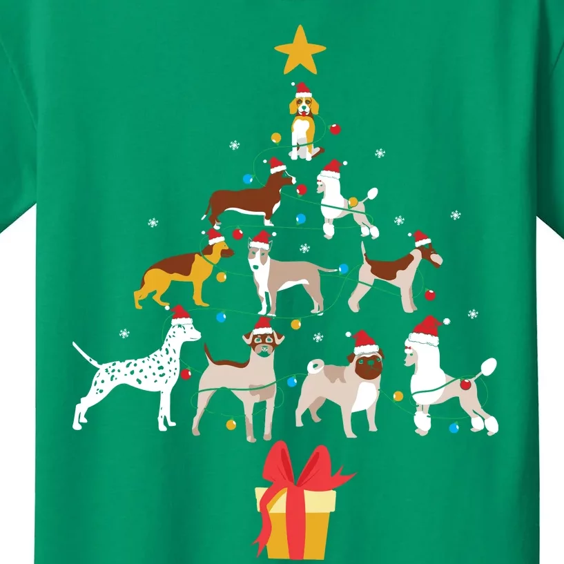 Christmas Tree Dogs Xmas Pet Dog Lover Navidad Santa Gift Kids T-Shirt