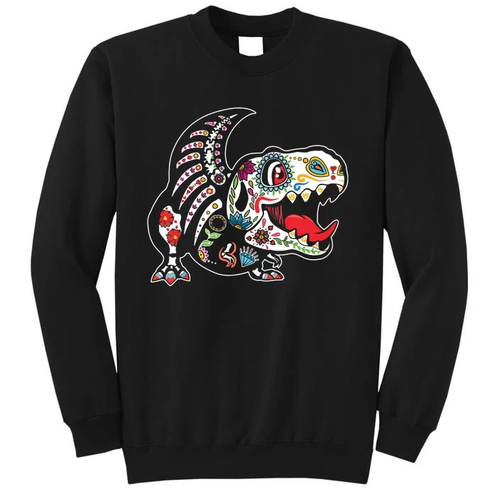 Calavera TRex Dia De Los Muertos Dinosaur Halloween Tall Sweatshirt