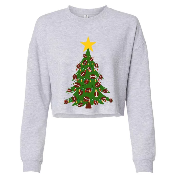 Christmas Tree Decorated With Footballs Christmas Xmas Gift Cropped Pullover Crew