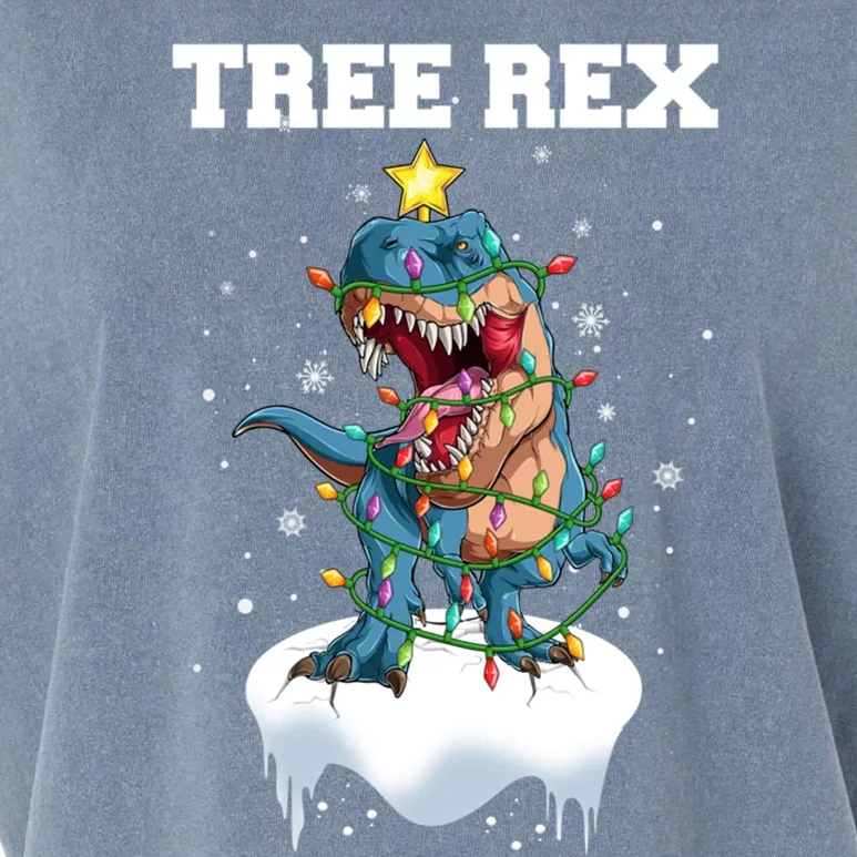 Christmas Tree Dinosaur Fairy Lights Tree Rex Cute Gift Garment-Dyed Women's Muscle Tee