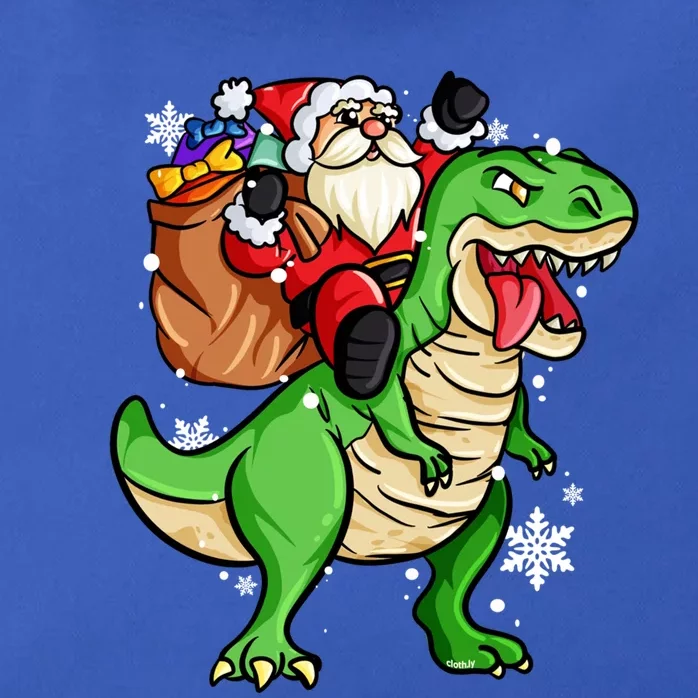 Christmas Trex Dinosaur Santa Claus Riding Trex Xmas Cute Gift Zip Tote Bag