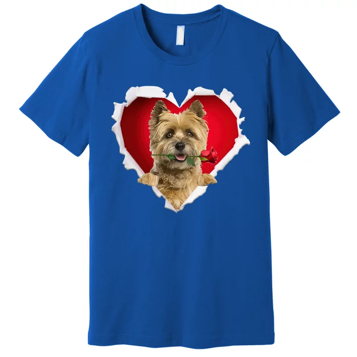 Cairn Terrier Dog Rose Heart Valentines Day Couple Gift Premium T-Shirt