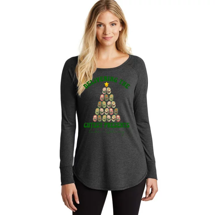 Christmas Tree Delivering The Cutest Presents L D Nurse Women's Perfect Tri Tunic Long Sleeve Shirt